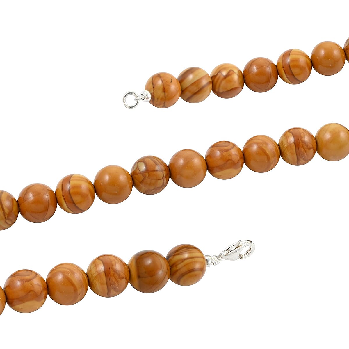 Wooden Jasper 300.00 ctw Beaded Necklace 18 Inches in Sterling Silver image number 3