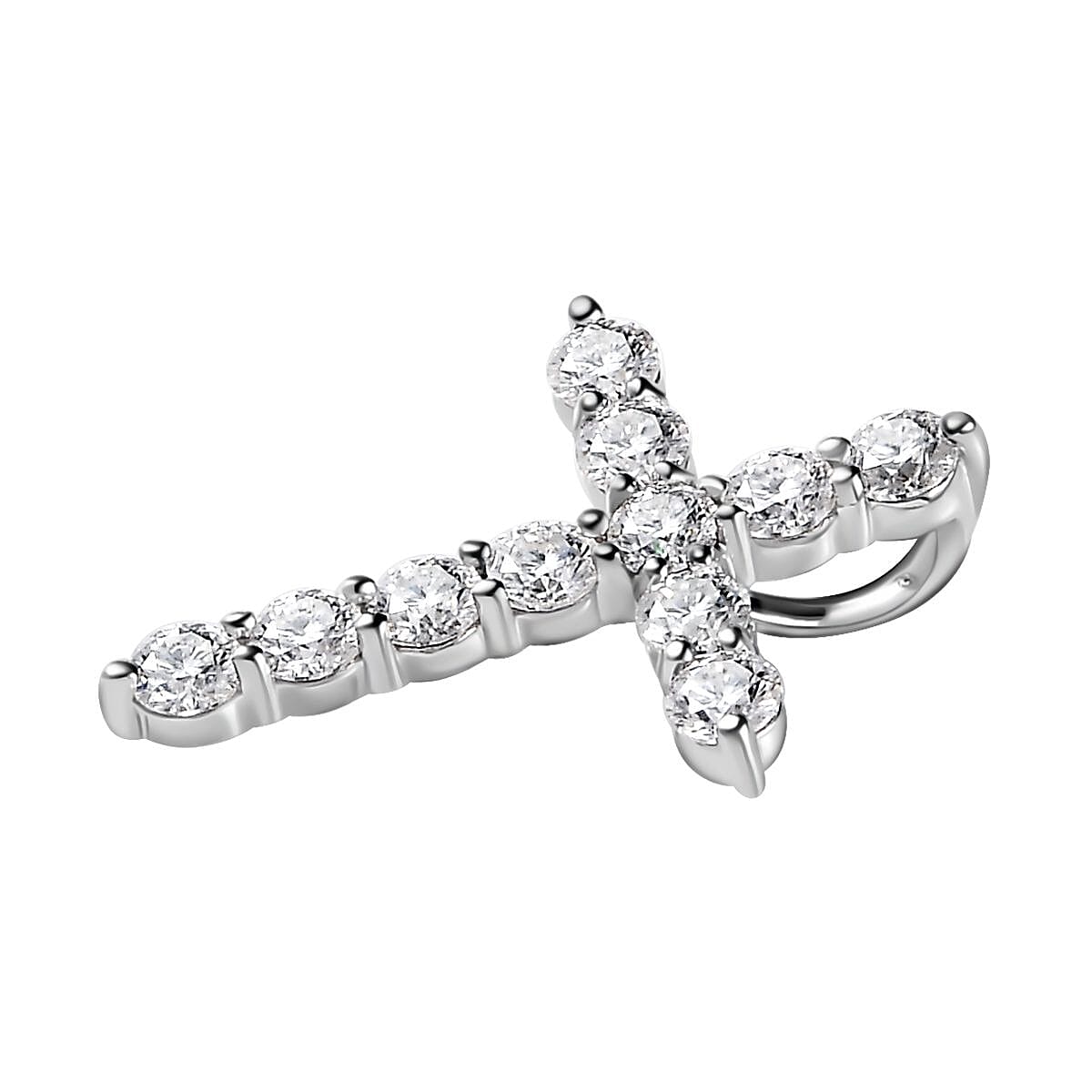 Luxoro 10K White Gold Moissanite Cross Pendant 0.80 ctw image number 3