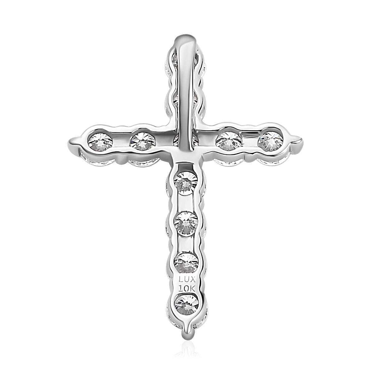 Luxoro 10K White Gold Moissanite Cross Pendant 0.80 ctw image number 4