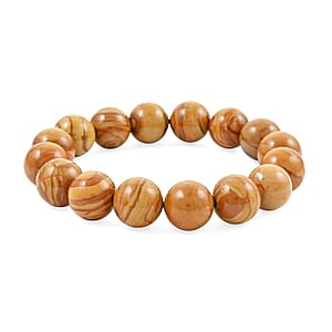 Wooden Jasper 200.00 ctw Beaded Stretch Bracelet