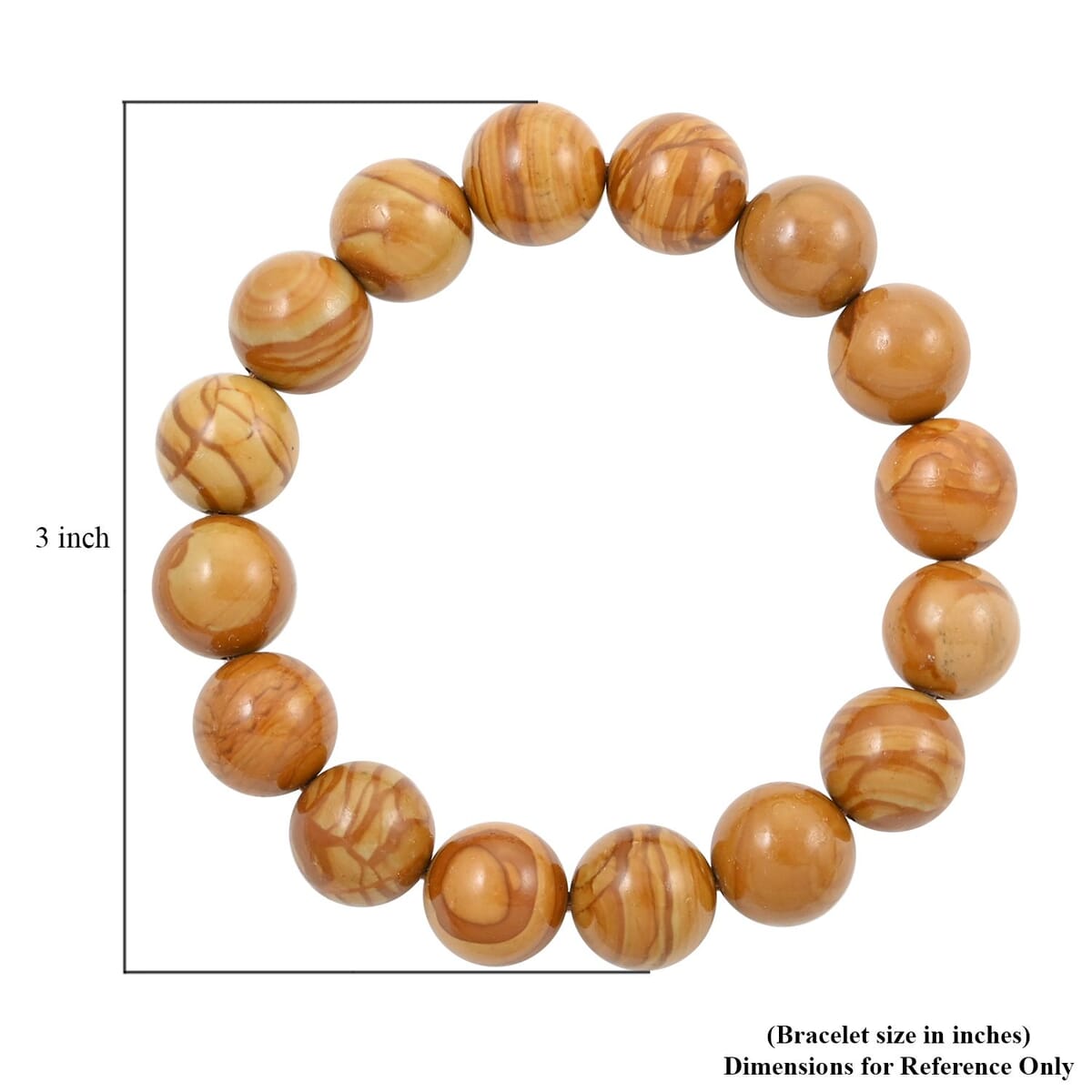 Wooden Jasper 200.00 ctw Beaded Stretch Bracelet image number 3