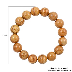 Wooden Jasper 200.00 ctw Beaded Stretch Bracelet