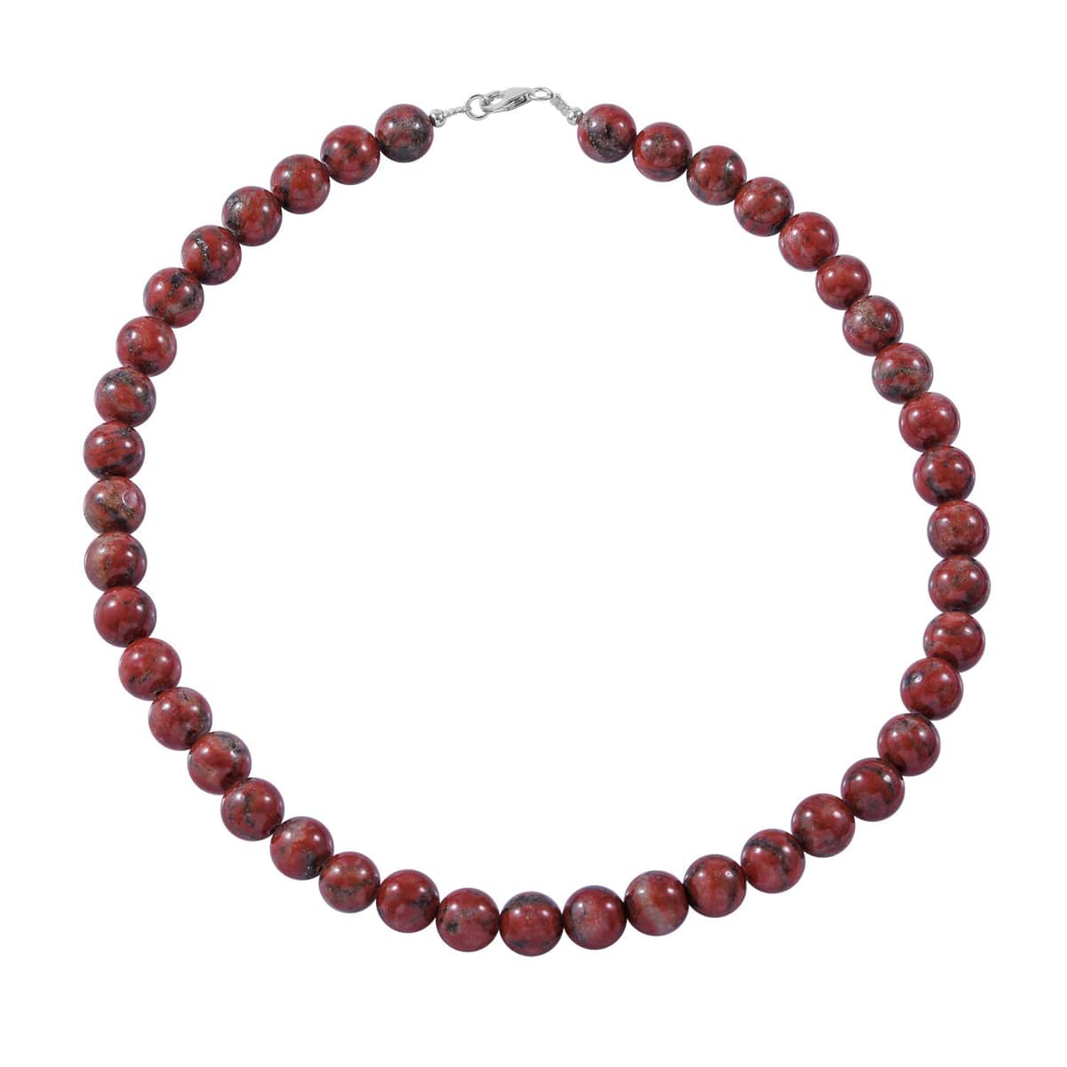 Red Jasper Beaded Necklace 18 Inches in Sterling Silver 300.00 ctw image number 0