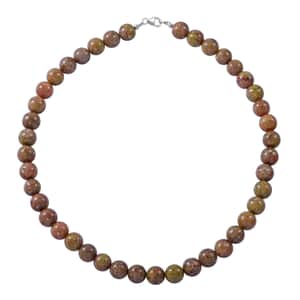 Autumn Jasper 10mm 3.00 ctw Beaded Jasper Necklace 18 Inches in Sterling Silver