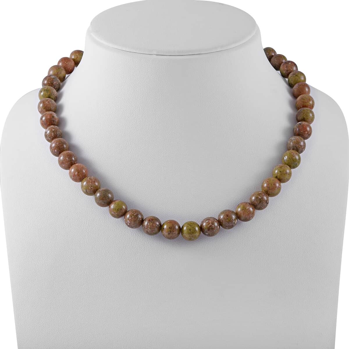 Autumn Jasper 10mm 3.00 ctw Beaded Jasper Necklace 18 Inches in Sterling Silver image number 1