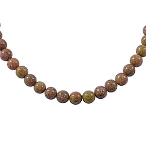Autumn Jasper 10mm 3.00 ctw Beaded Jasper Necklace 18 Inches in Sterling Silver