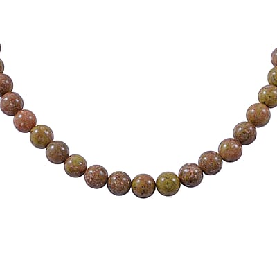 Autumn Jasper 10mm 3.00 ctw Beaded Jasper Necklace 18 Inches in Sterling Silver