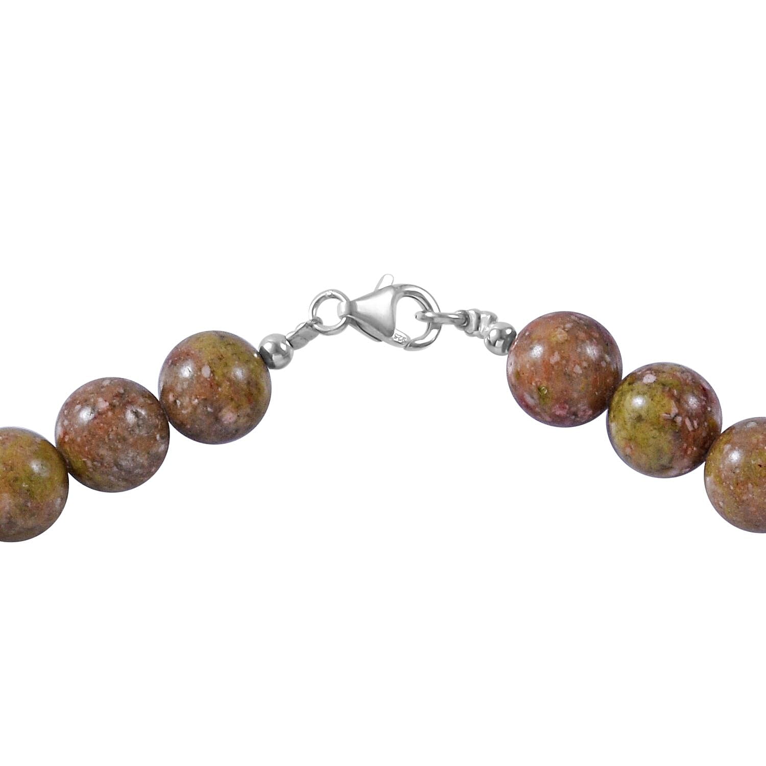 Autumn Jasper 10mm 3.00 ctw Beaded Jasper Necklace 18 Inches in Sterling Silver