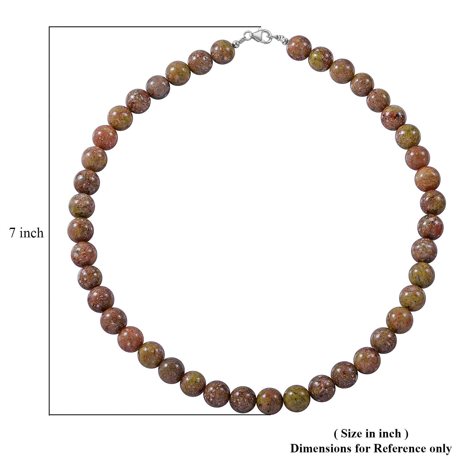 Autumn Jasper 10mm 3.00 ctw Beaded Jasper Necklace 18 Inches in Sterling Silver