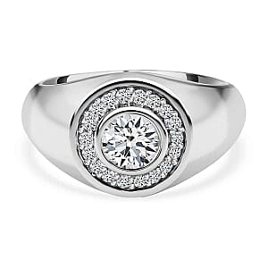 Moissanite 0.53 ctw Ring in Platinum Over Sterling Silver (Size 11.5)