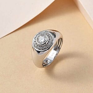 Moissanite 0.53 ctw Ring in Platinum Over Sterling Silver (Size 11.5)