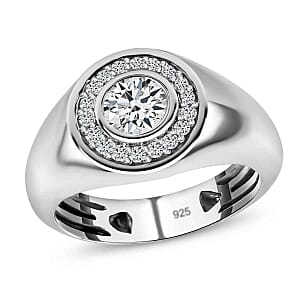 Moissanite 0.53 ctw Ring in Platinum Over Sterling Silver (Size 11.5)