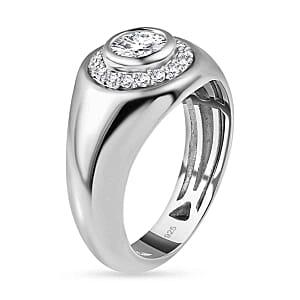 Moissanite 0.53 ctw Ring in Platinum Over Sterling Silver (Size 11.5)