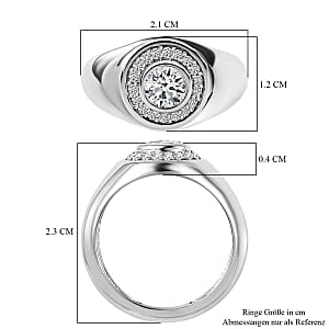 Moissanite 0.53 ctw Ring in Platinum Over Sterling Silver (Size 11.5)