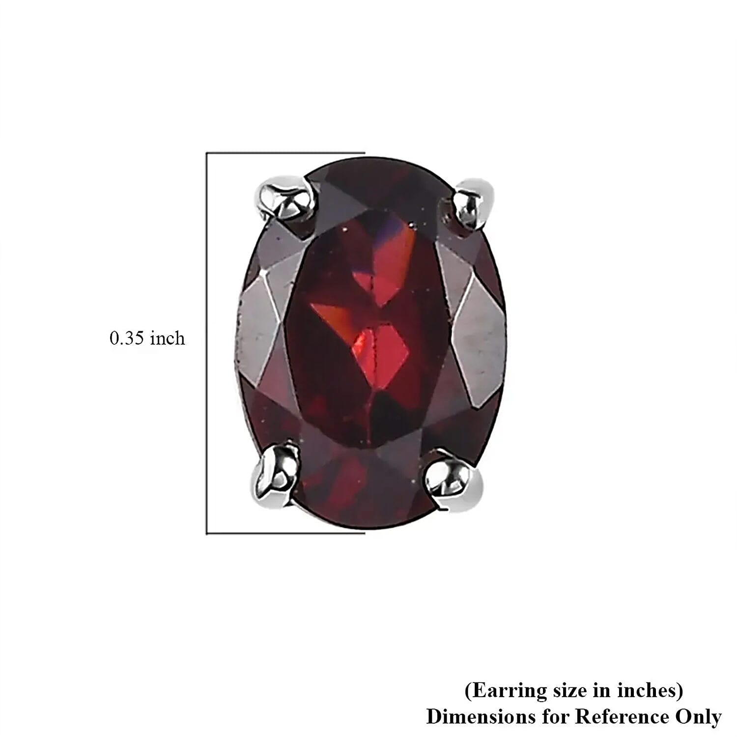 Mozambique Garnet Solitaire Stud Earrings in Platinum Over Sterling Silver 2.00 ctw