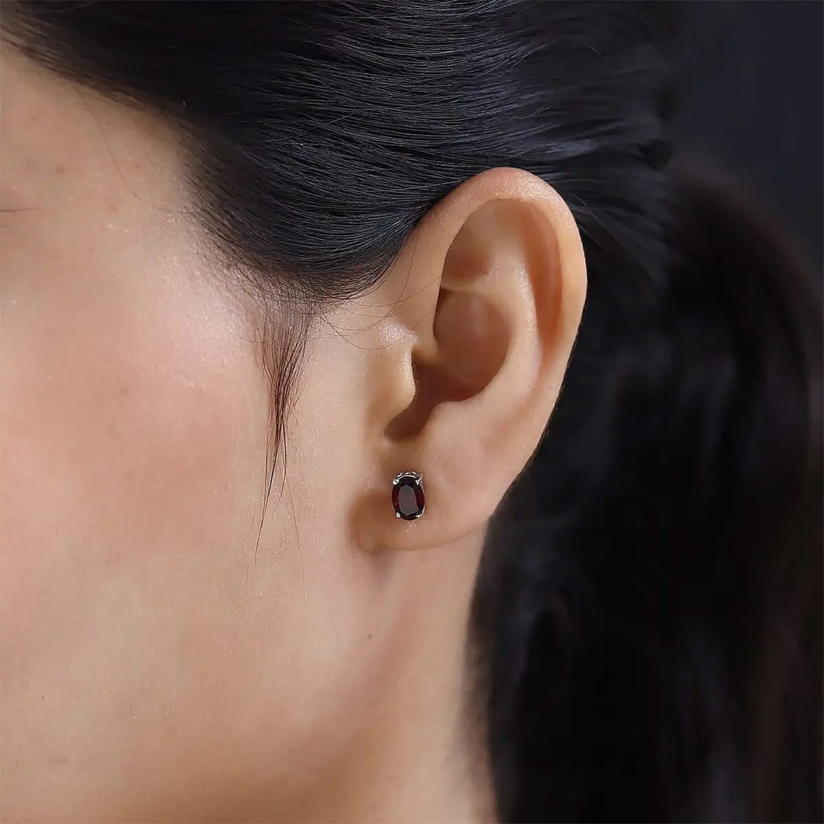 Mozambique Garnet Solitaire Stud Earrings in Platinum Over Sterling Silver 2.00 ctw image number 7