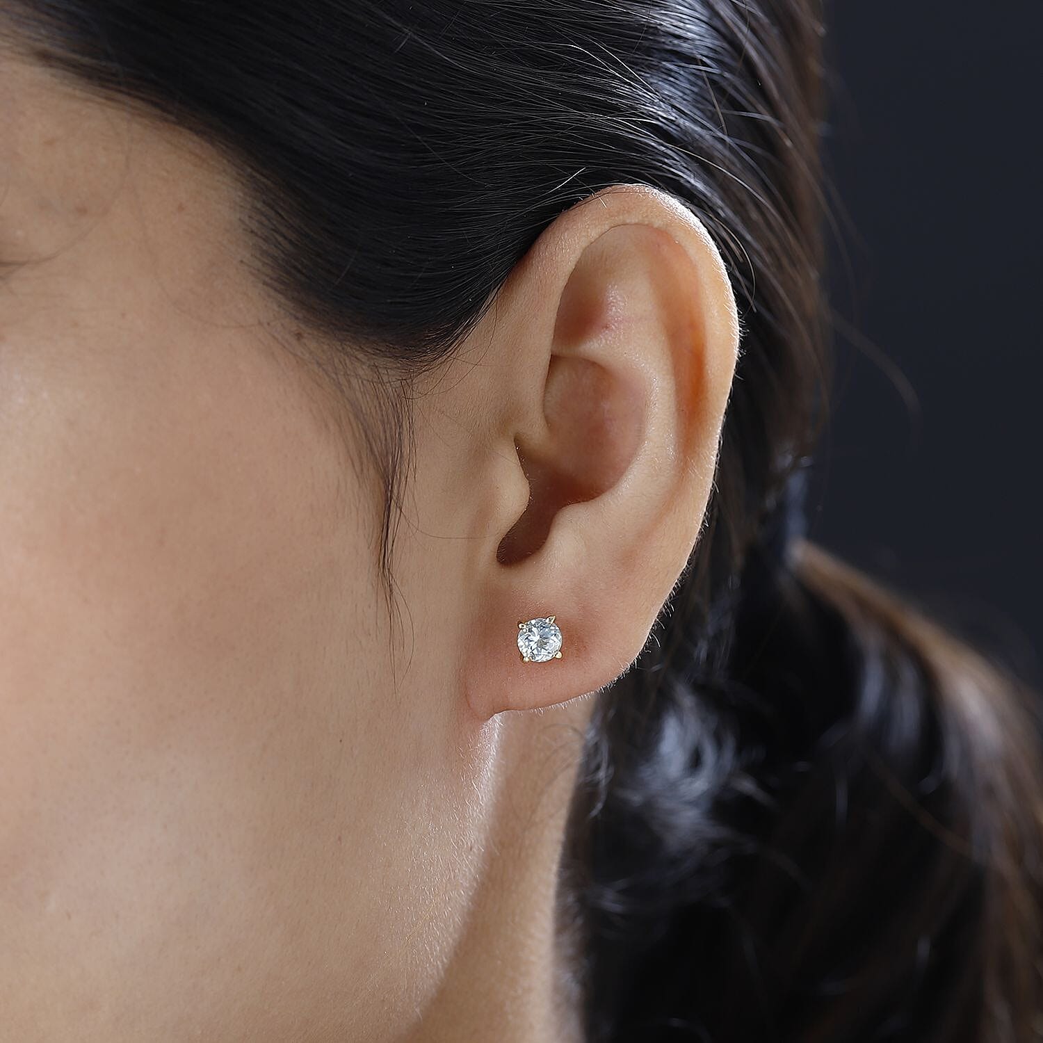 Mangoro Aquamarine Solitaire Stud Earrings in Vermeil Yellow Gold Over Sterling Silver 0.90 ctw