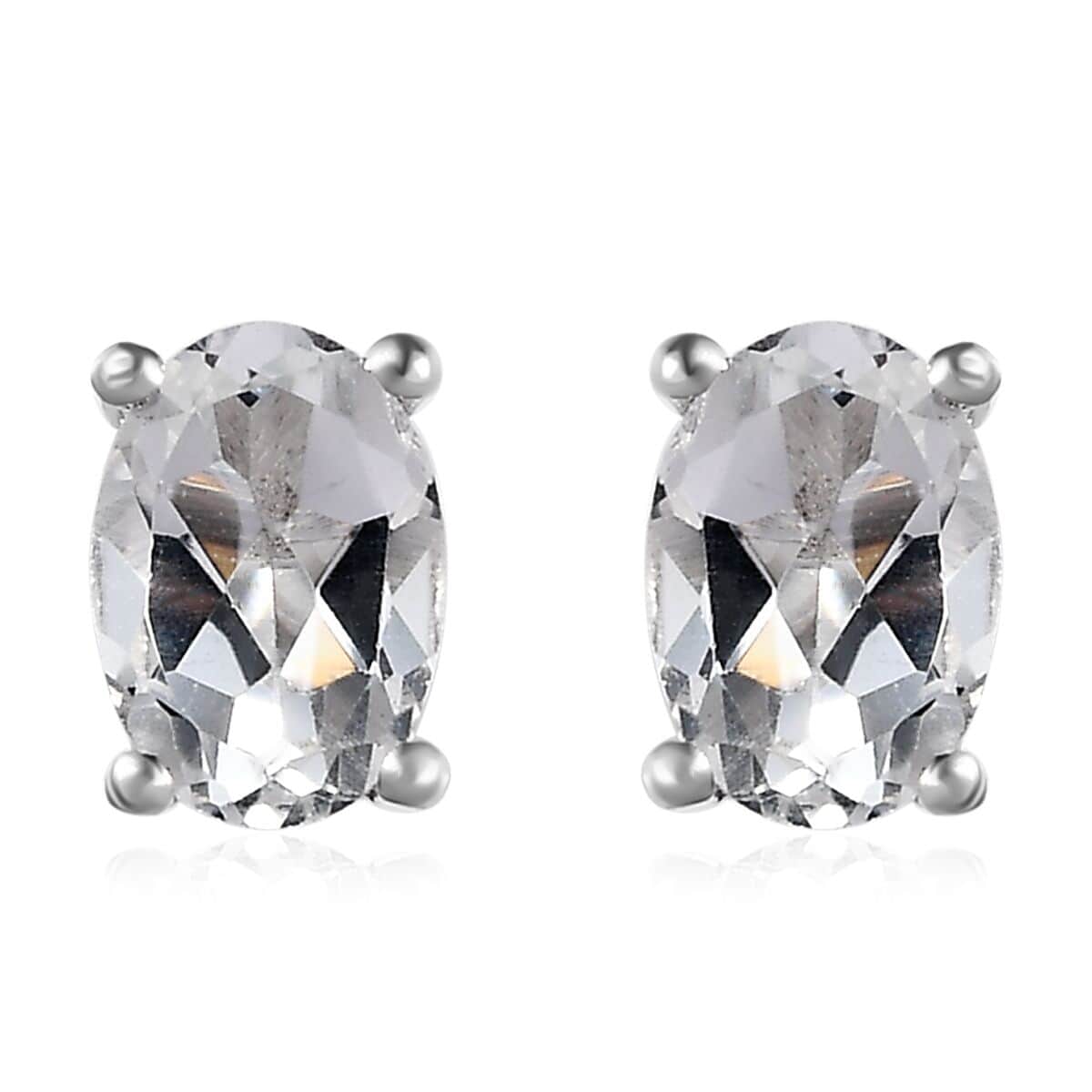 White Topaz Solitaire Stud Earrings in Platinum Over Sterling Silver 1.85 ctw image number 0