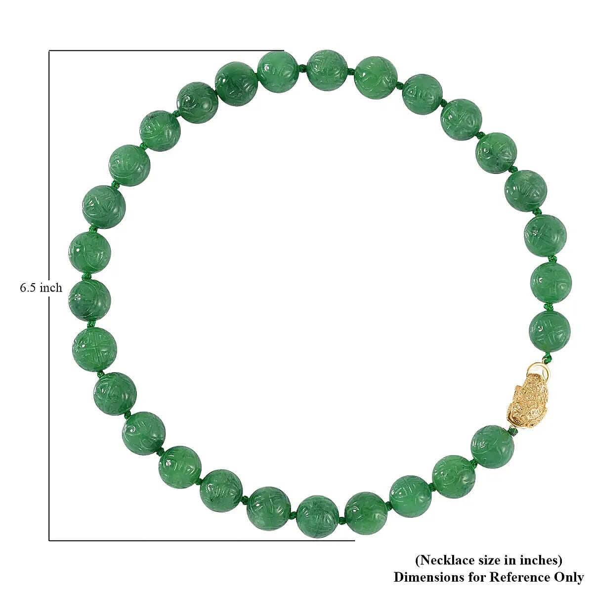 Green Jade Beaded Necklace, Dragon Frog Motif Necklace, 18 Inch Vermeil Yellow Gold Over Sterling Silver Necklace, Jade Jewelry 670.40 ctw image number 5