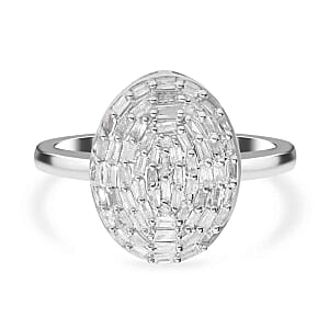 Diamond 0.51 ctwRing in Platinum Over Sterling Silver (Size 9)