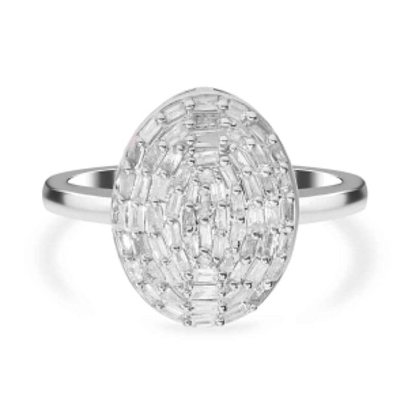 Diamond 0.51 ctwRing in Platinum Over Sterling Silver (Size 9)