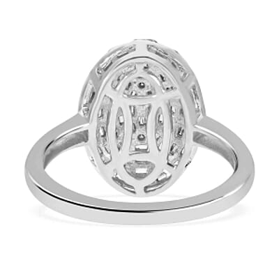 Diamond 0.51 ctwRing in Platinum Over Sterling Silver (Size 9)