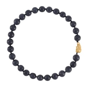 Black Jade Beaded Necklace, Dragon Frog Motif Necklace, 18 Inch Vermeil Yellow Gold Over Sterling Silver Necklace, Jade Jewelry 660.80 ctw