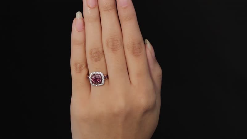Tanzanian Rhodolite Garnet and White Zircon Double Halo Ring in Vermeil Rose Gold Over Sterling Silver 1.40 ctw