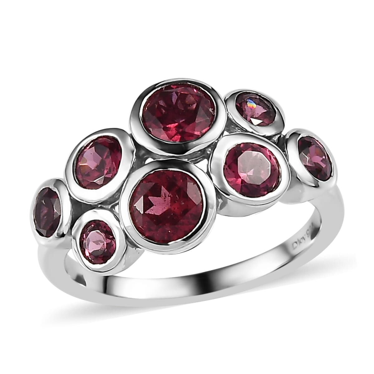 Tanzanian Rhodolite Garnet Ring in Platinum Over Sterling Silver 2.65 ctw image number 0