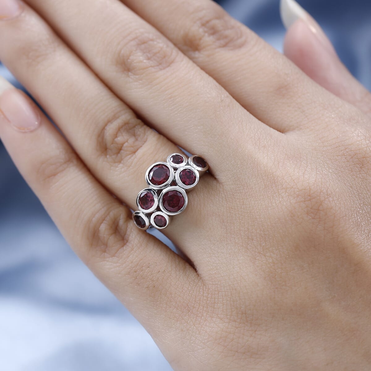 Tanzanian Rhodolite Garnet Ring in Platinum Over Sterling Silver 2.65 ctw image number 2