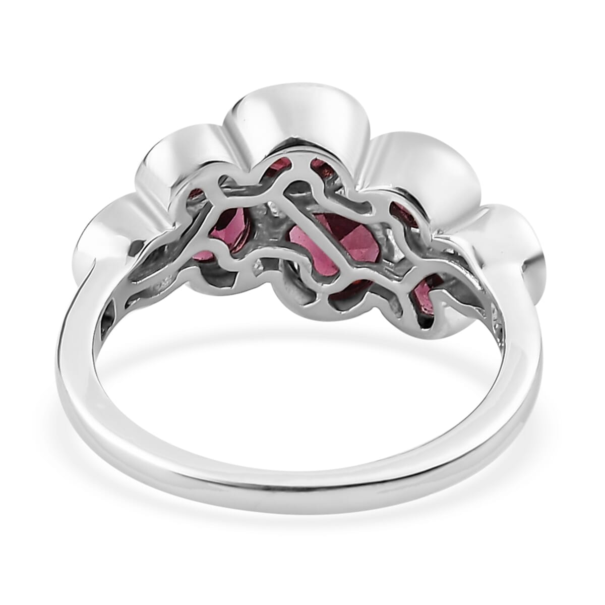 Tanzanian Rhodolite Garnet Ring in Platinum Over Sterling Silver 2.65 ctw image number 4