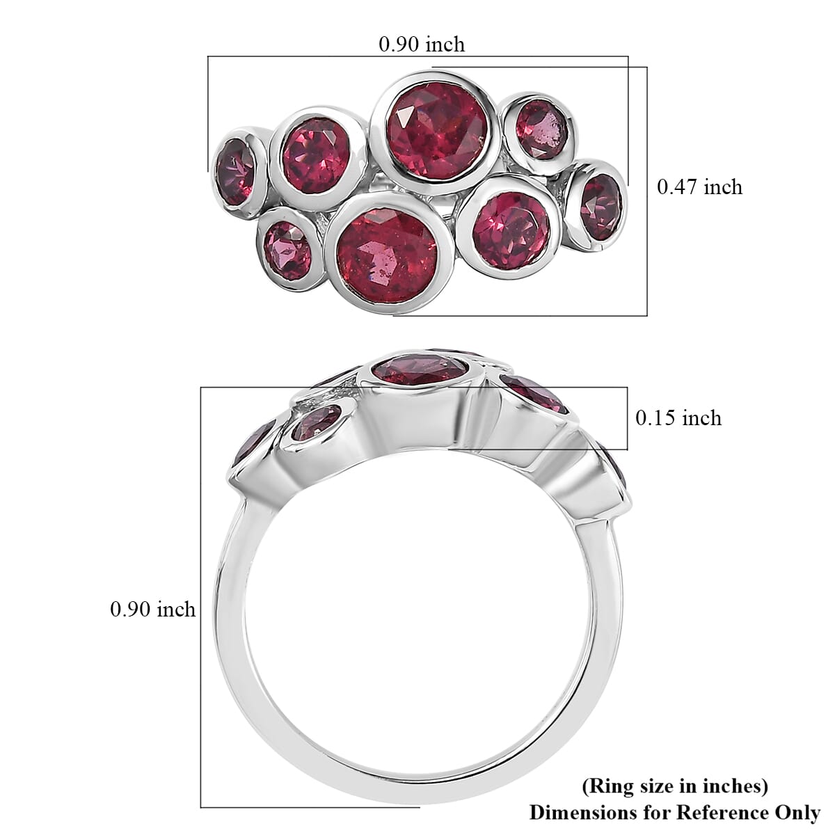 Tanzanian Rhodolite Garnet Ring in Platinum Over Sterling Silver 2.65 ctw image number 5