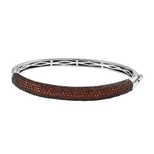 Doorbuster Mozambique Garnet Dome Bangle Bracelet in Platinum Over Sterling Silver (6.50 In) 3.85 ctw