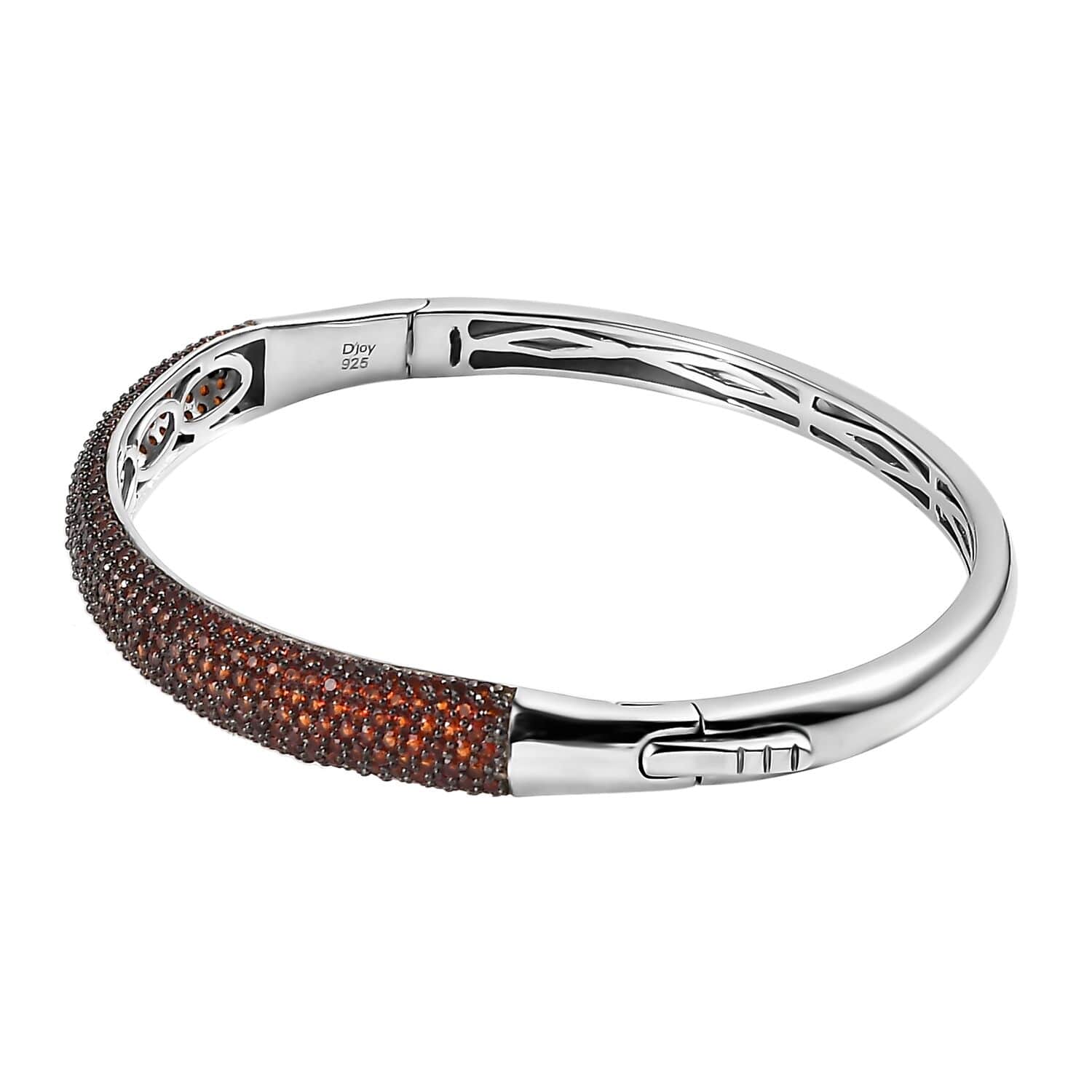 Buy Mozambique Garnet Dome Bangle Bracelet in Platinum Over