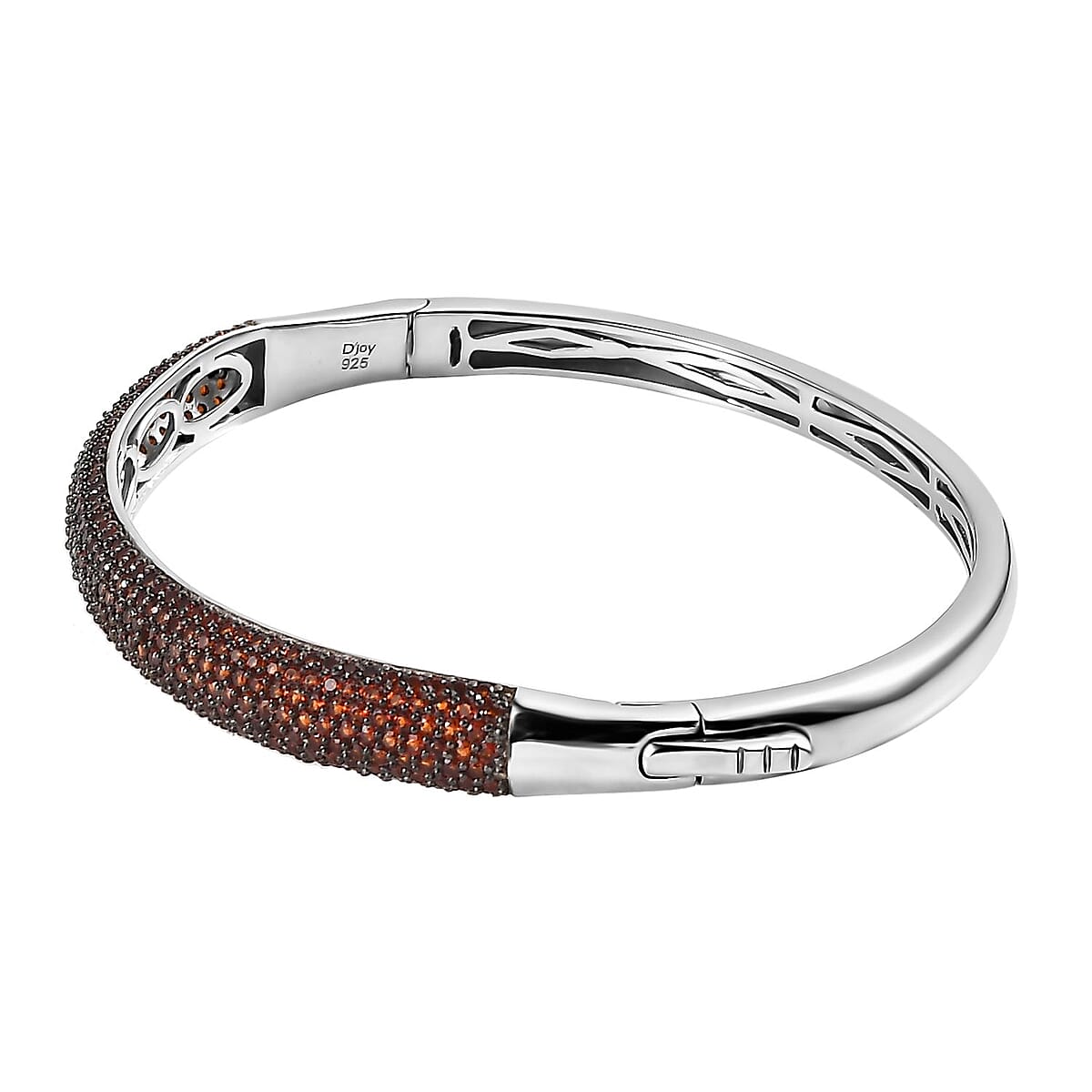 Doorbuster Premium Mozambique Garnet Bangle Bracelet in Platinum Over Sterling Silver (6.50 In) 3.85 ctw image number 3