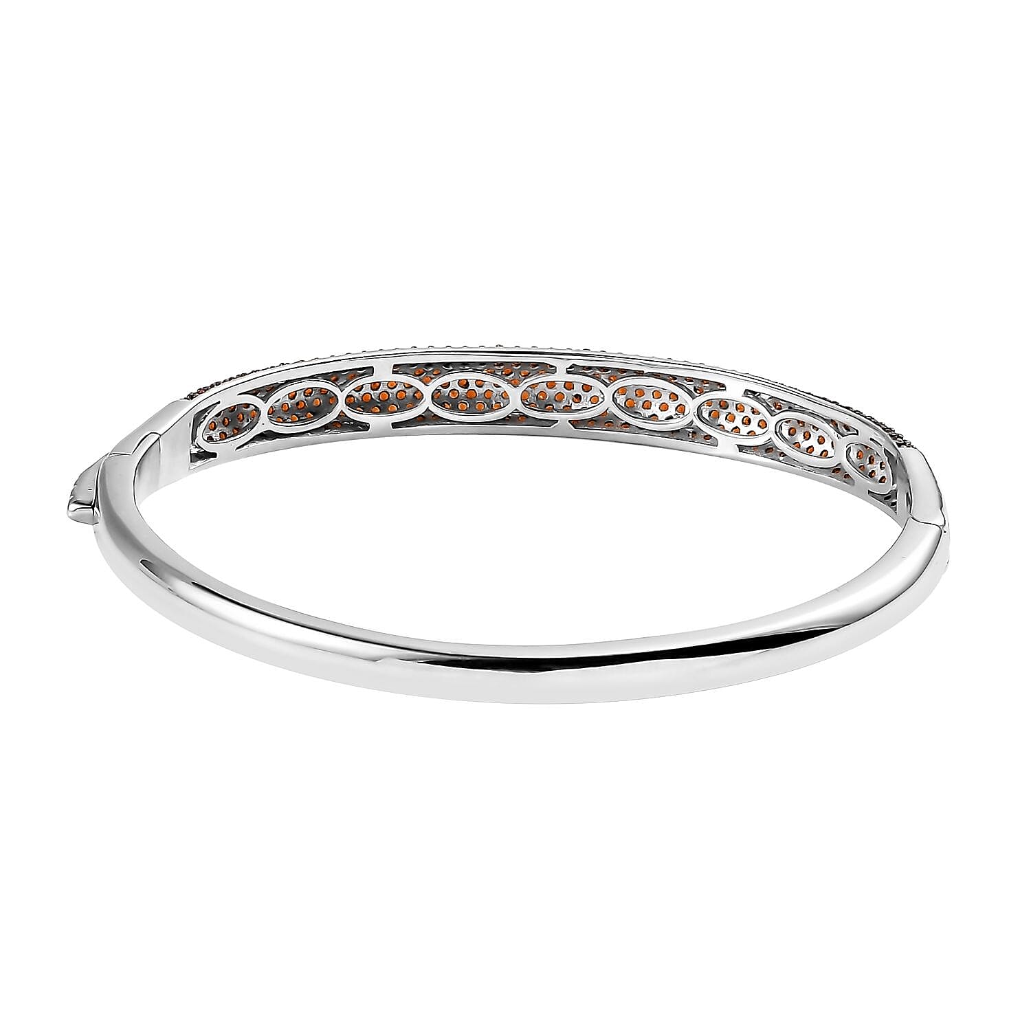 Mozambique Garnet Dome Bangle Bracelet in Platinum Over Sterling Silver (6.50 In) 3.85 ctw