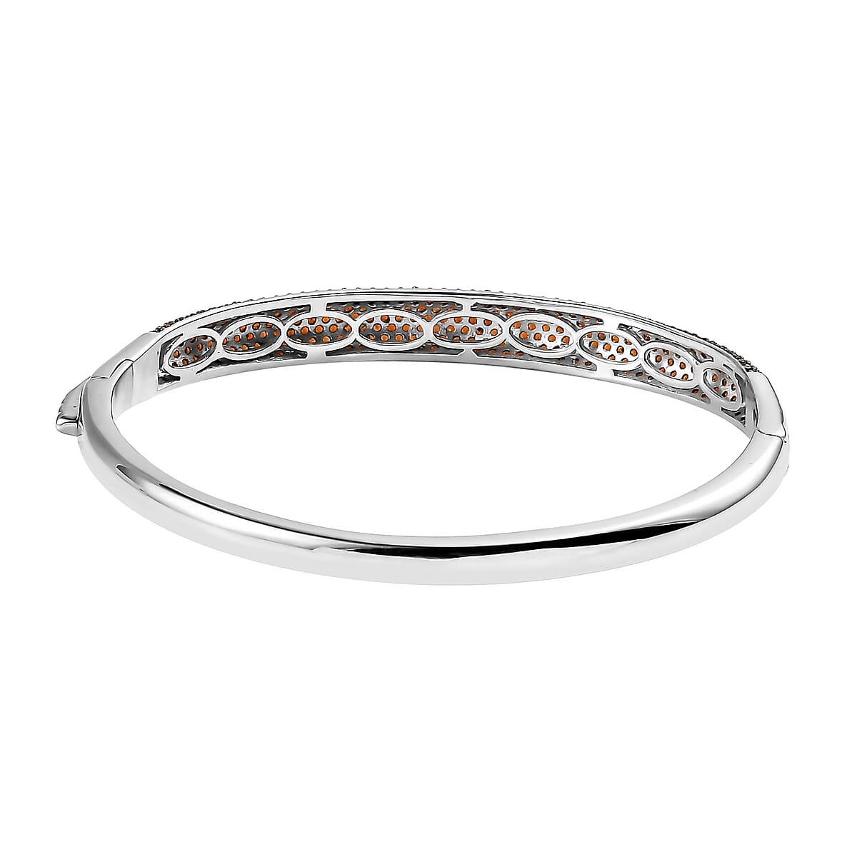 Doorbuster Premium Mozambique Garnet Bangle Bracelet in Platinum Over Sterling Silver (6.50 In) 3.85 ctw image number 4