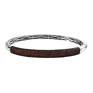 Mozambique Garnet Dome Bangle Bracelet in Platinum Over Sterling Silver (7.25 In) 3.85 ctw