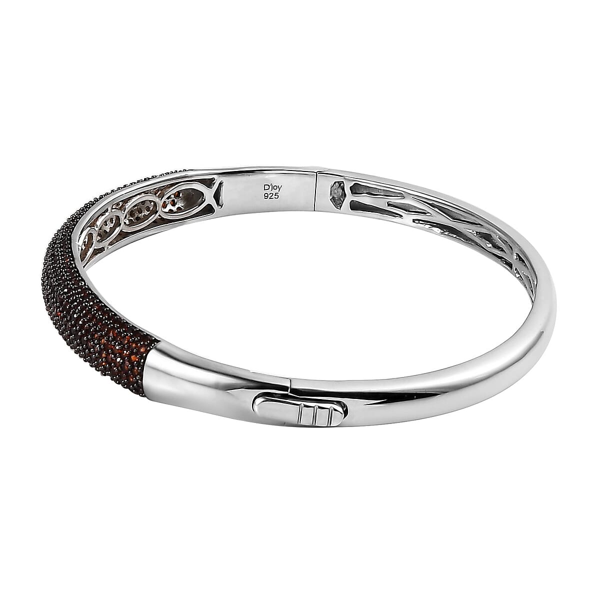 Mozambique Garnet Dome Bangle Bracelet in Platinum Over Sterling Silver (7.25 In) 3.85 ctw image number 3