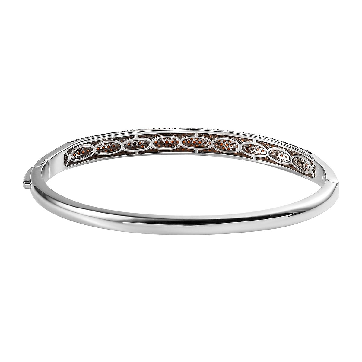 Mozambique Garnet Dome Bangle Bracelet in Platinum Over Sterling Silver (7.25 In) 3.85 ctw image number 4