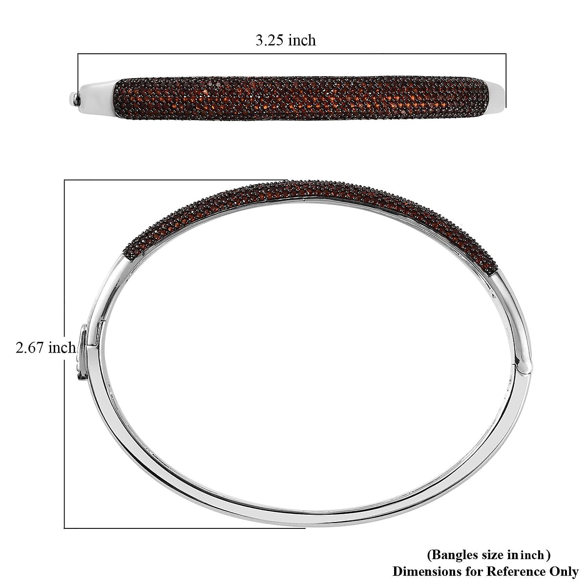 Mozambique Garnet Dome Bangle Bracelet in Platinum Over Sterling Silver (7.25 In) 3.85 ctw image number 5