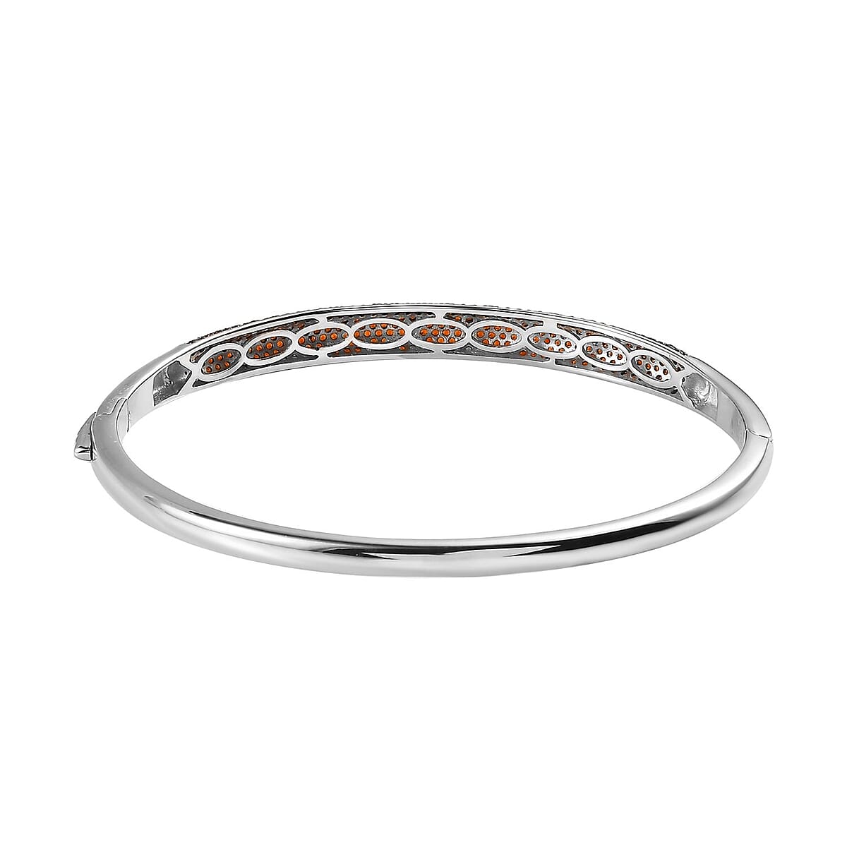 Mozambique Garnet Dome Bangle Bracelet in Platinum Over Sterling Silver (8.00 In) 3.85 ctw image number 4