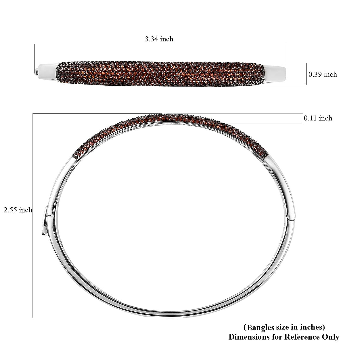 Mozambique Garnet Dome Bangle Bracelet in Platinum Over Sterling Silver (8.00 In) 3.85 ctw image number 5