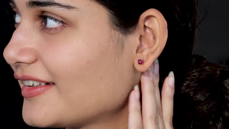 Tanzanian Rhodolite Garnet 1.40 ctw Solitaire Stud Earrings in Vermeil Rose Gold Over Sterling Silver, Rhodolite Garnet Earrings, Garnet Jewelry, Gifts For Her