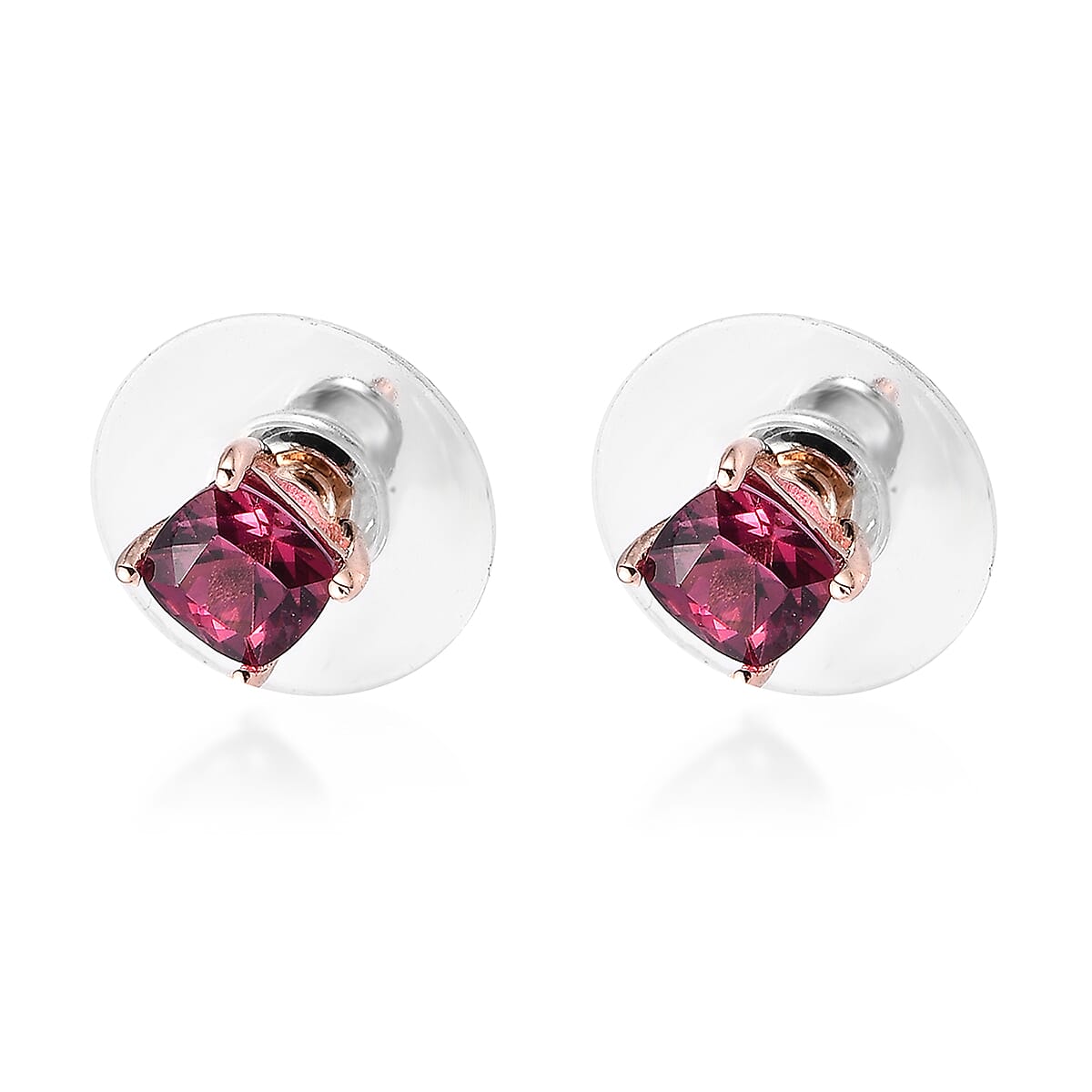 Tanzanian Rhodolite Garnet 1.40 ctw Solitaire Stud Earrings in Vermeil Rose Gold Over Sterling Silver, Rhodolite Garnet Earrings, Garnet Jewelry, Gifts For Her image number 3