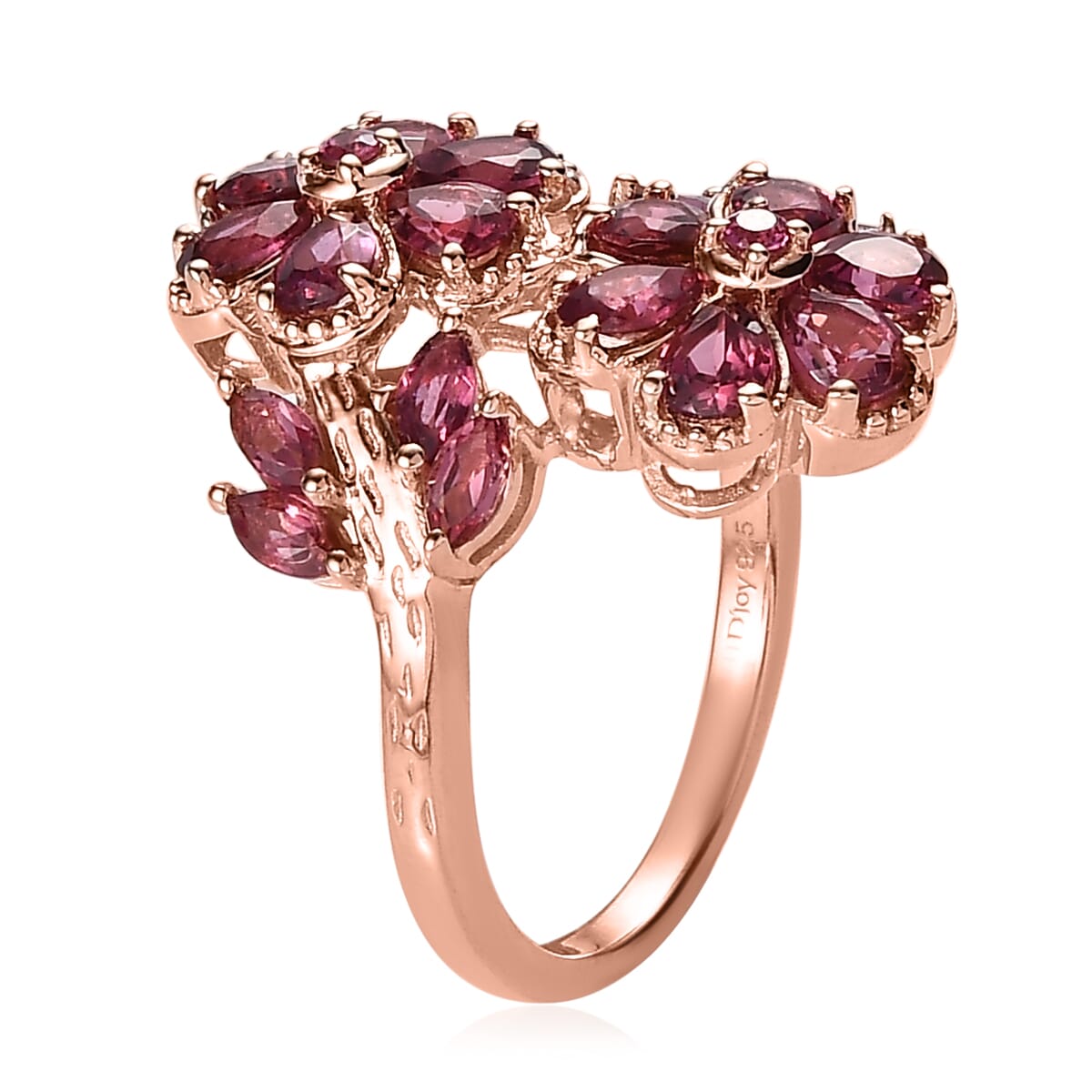 Buy Tanzanian Rhodolite Garnet Floral Bypass Ring in Vermeil Rose Gold Over  Sterling Silver (Size 5.0) 3.15 ctw at ShopLC.
