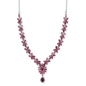 Tanzanian Rhodolite Garnet Necklace 18-20 Inches in Platinum Over Sterling Silver 15.50 ctw