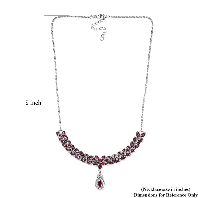 Tanzanian Rhodolite Garnet Necklace 18-20 Inches in Platinum Over Sterling Silver 9.25 ctw