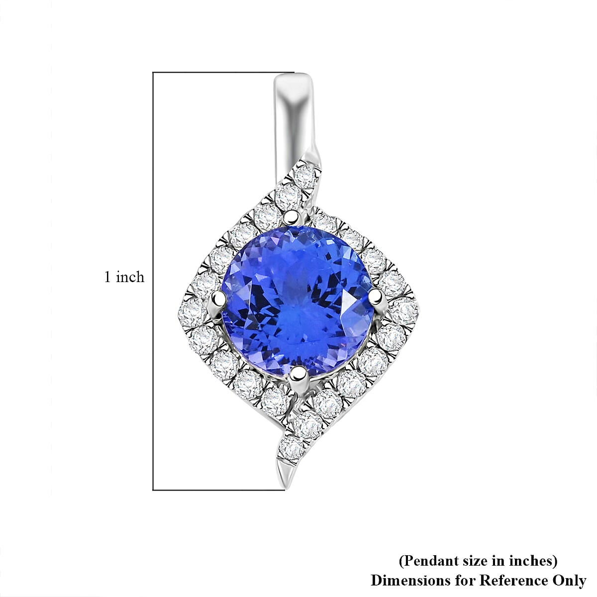 Certified & Appraised Luxoro 14K White Gold AAA Tanzanite and G-H I2 Diamond Pendant 3.10 ctw