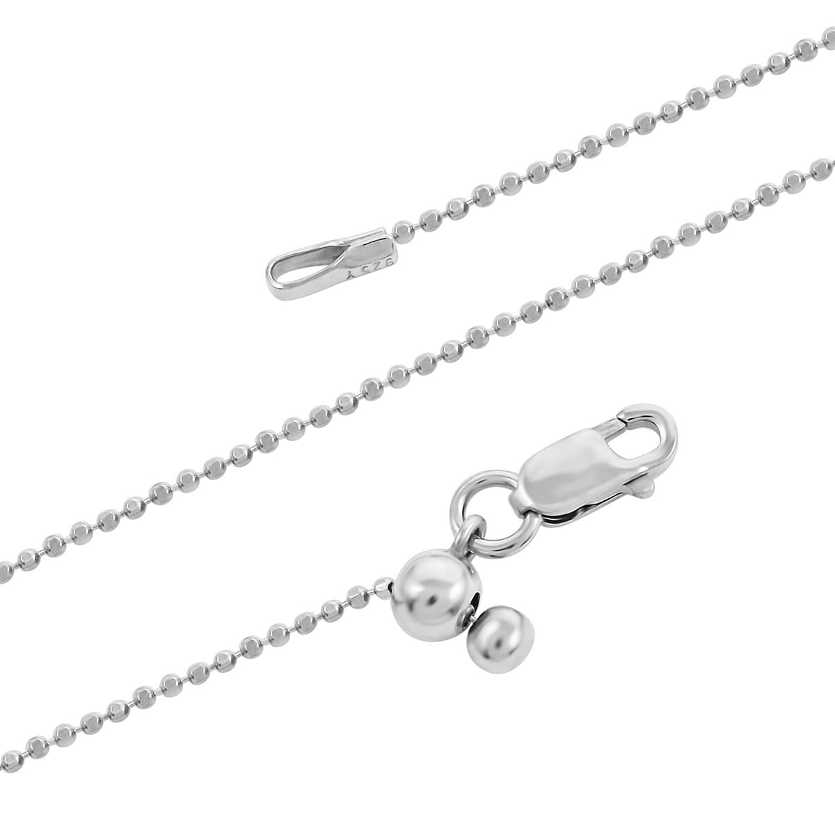 Sterling Silver Beaded Adjustable Necklace 24 Inches 2.40 Grams image number 2